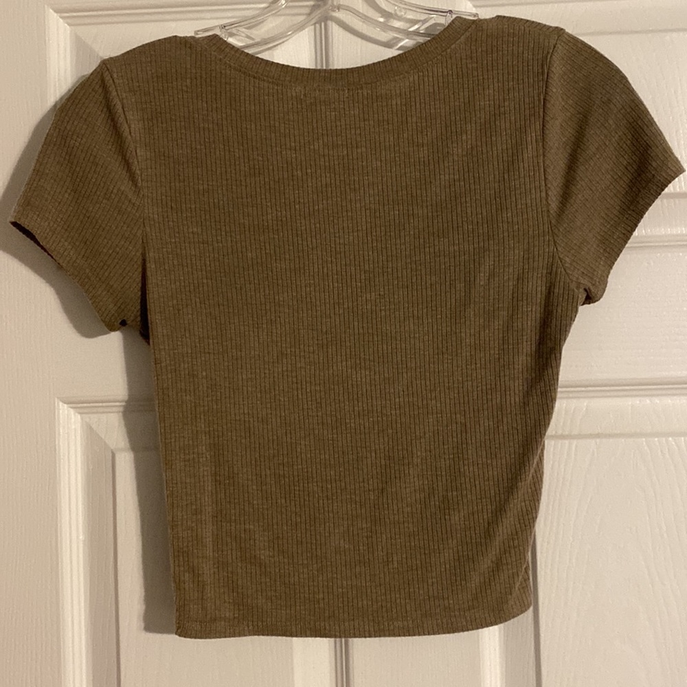 Tan Ribbed Crop Top - Picture 2 of 5